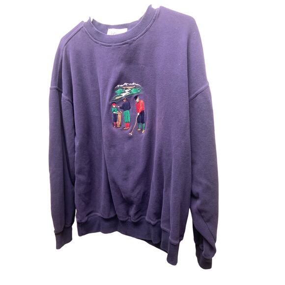 Canadian Country Embroidered Blue Crewneck Sweatshirt Size L - Picture 2 of 8